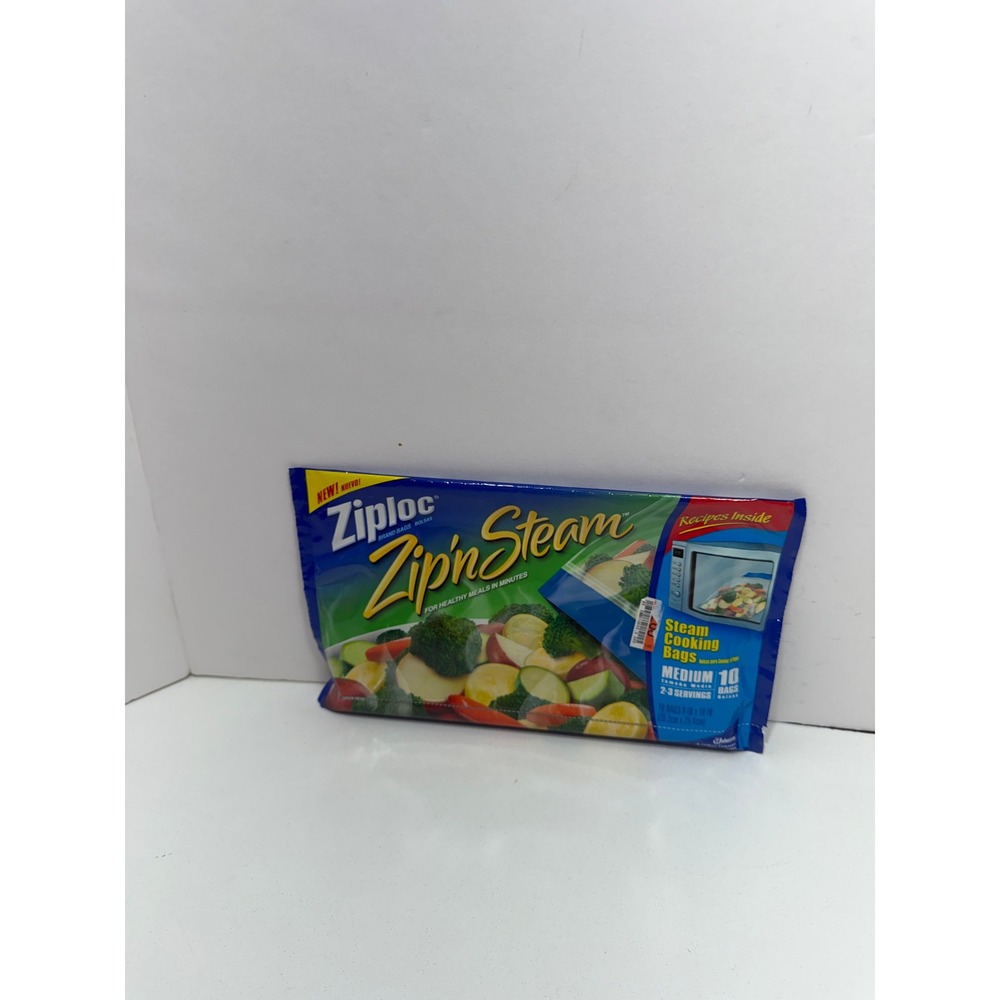 Ziploc Zip n Steam Medium Microwave Cooking Bags 10‎ Count 8x10 Inch New
